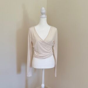 CALIA by Carrie Underwood Cream Long Sleeve Wrap Top